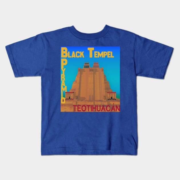 Black Tempel Pyrämid "Teotihuacán" Kids T-Shirt by Ethereal Mother Tapes